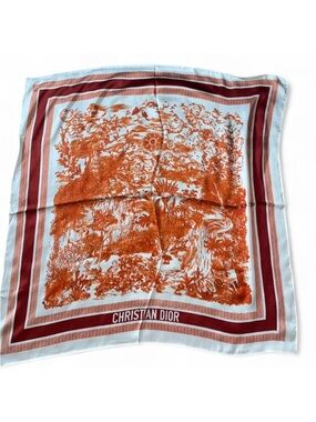Christian Dior Orange & White Silk Scarf